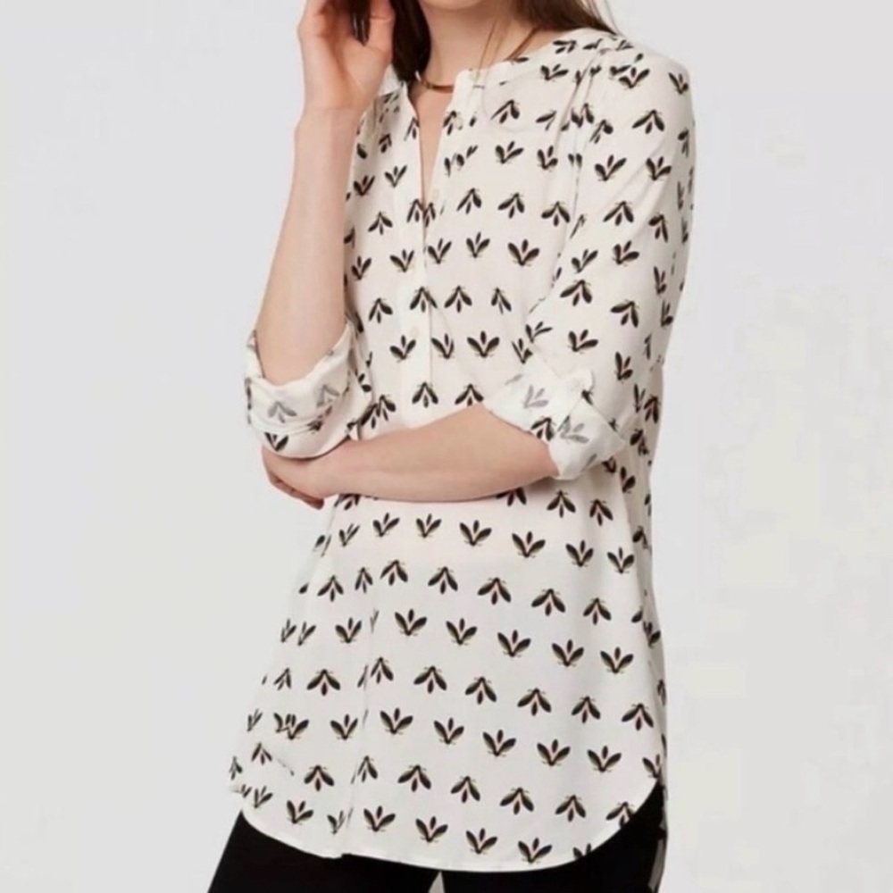 LOFT Bee Bug Print Popover Blouse